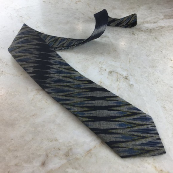 IVANO'S BLACK BLUE GRAY TIE - Picture 7 of 9